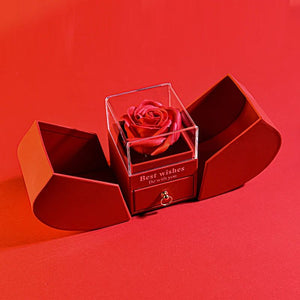 Eternal Red Apple Jewelry Box Necklace Rose for Valentine's Day  with Artificial Flower